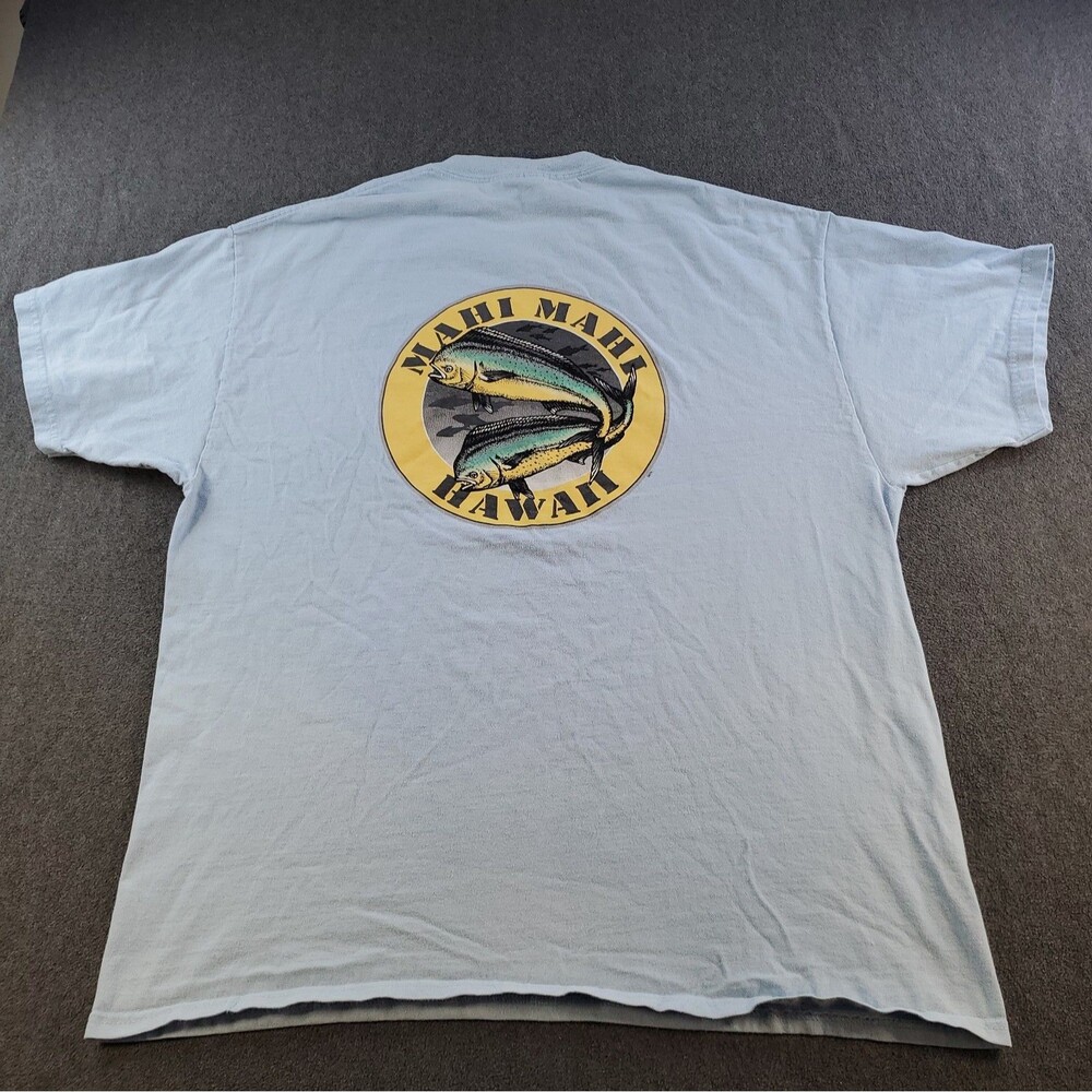 VINTAGE Hanes Mahi Mahi Hawaii TShirt Fish Men's Size XL Blue